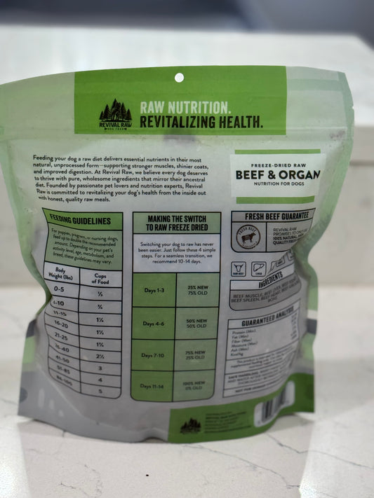 Freeze Dried Raw Beef 80/10/10 Dog Food – 14oz