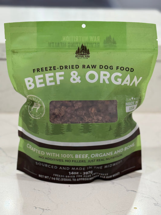 Freeze Dried Raw Beef 80/10/10 Dog Food – 14oz